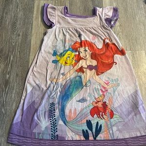 Disney girls 7/8 Little Mermaid purple fluttersleeve nightgown